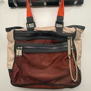 LeSportsac - Grey, Cream, & Orange Stella McCartney Collaboration Nylon Tote Bag
